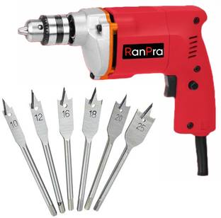 RanPra 10MM DRILL MACHINE WITH 6PCS FLAT WOOD BIT | HEAVY DUTY 10MM DRILL MACHINE | RHC-355 7 KG DEMOL...