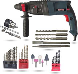 DUMDAAR DM26 1250W 26mm Hammer Machine with 5pc hammer bit with 5pc Mounted stone and 13mm drill chuck...