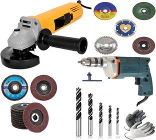 Gadariya King Grander 850W and 10mm machine, 6 pcs Flap Disc, 5 pcs wood bit,Gloves Hammer Drill