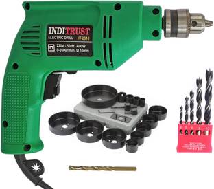 Inditrust 6-Month Warranty 100% Copper Winding 10mm Electric reversible drill machine 400w with 16pc W...