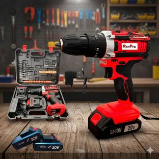 RanPra 21 V CORDLESS DRILL 21 V CORDLESS HAMMER DRILL WITH HEAVY DUTY ACCESSORIES AND DRIL BITS Impact...