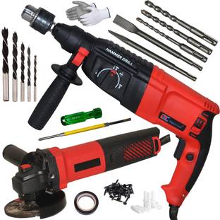 Digital Craft 26mm Hammer Drilling Machine 801PRO AngleGrinder 2In1 ScrewDriver,5Pc Drill Set Rotary H...