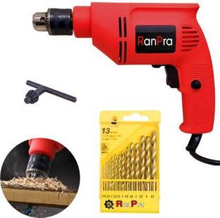 RanPra 100% COPPER ARMETURE FIELD POWER DRILL MACHINE WITH 13PCS DRILL BIT SET Hammer Drill