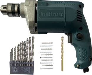 Inditrust 6-Month Warranty 100% Copper Winding 350w 10mm Electric Drill machine with 1pc Masonry 13pc HSS & 5pc Gitti + 5pc Screw set Hammer Drill