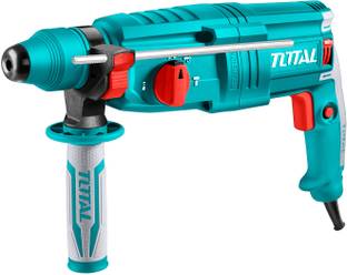 TOTAL 800W Hammer Drill with Carry Box, Single Button - 4 Functions,1100 RPM,4000 BPM TH308268 Rotary ...