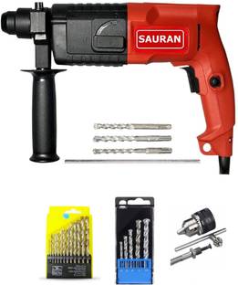 Sauran 20mm Heavy Duty Hammer With Drill chuck Set, 13pcs Drill bit set for Iron/Wood, 5pc bit set fot...