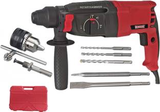 DUMDAAR DM26 1250w Red Rotary Hammer Drill machine machine & 2pc Chisel 3pc Hammer bit set With 13mm D...