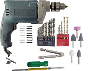 DUMDAAR 6-Month Warranty 10mm Electric drill machine with 13pc HSS 5pc Mounted Stone 5pc Masonry 10+10...