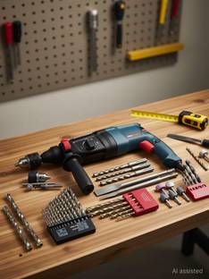 Inditrust 6 Months warranty 100% BLUE 26mm Electric with 5pc bit and drill chuck & Adaptor 13pc HSS 5p...