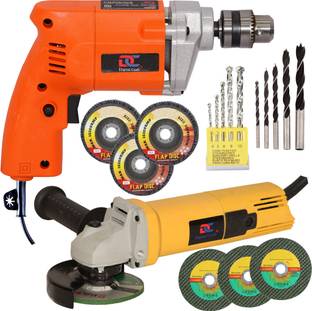 Digital Craft 10mm 400W Drill Machine, Angle Grinder 801,5Pc Wood Drill 3Pc 4"Inch Metal Cutting Wheel...
