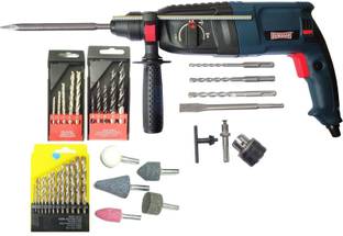 DUMDAAR DM26 1200w 26mm hammer drill with SDS drill bits and accessories 5pc masonry and 13pc HSS dril...
