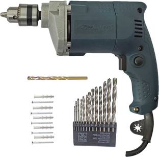 DUMDAAR 350W 10mm 6-Month Warranty 100% Copper Winding Electric Drill Machine with 13pc HSS 1pc Masonr...