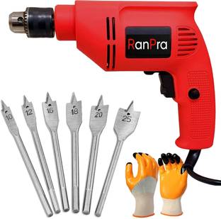 RanPra 10MM DRILL WITH LEFT RIGHT FUNCTION | 6PCS FLAT WOOD BIT | 10MM DRILL | RHC-455 7 KG BREAKER/DE...