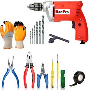 RanPra 10MM DRILL MACHINE WITH HAND TOOL SET AND 5PCS DRILL BIT | Impact Driver