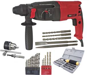 Inditrust 6-Month Warranty 100% Copper Winding Heavy duty 26mm Electric Hammer Machine 900 W with 5p Hammer 5pc Masonry 13pc HSS 13mm drill chuck Adopter and 41pc Socket set Rotary Hammer Drill