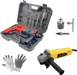 Hillgrove HGCM1051M1 26mm Hammer Impact Drill Machine Forward/Reverse Rotation with 100MM Angle Grinde...