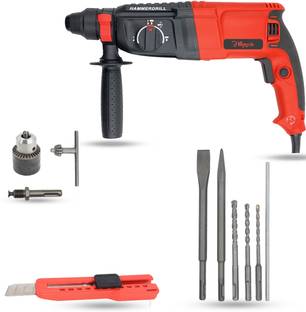 Hillgrove HGCM800M1 26mm Hammer Impact Drill Machine Forward/Reverse Rotation with 5Pcs SDS Plus Bit for Making Holes in Metal/Wood/Concrete Hammer Drill HGCM800M1 Hammer Drill