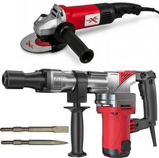 RanPra Industrial 7kg Chipping (CONCRETE BREAKER) Hammer & 4"long-handle Grinder Hammer Drill
