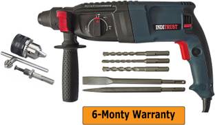 Inditrust New Heavy duty 1250w Rotary Hammer drill machine 26mm with 3pc Hammer 2pc Chisel and 13mm Dr...
