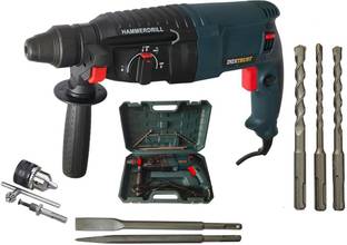 Inditrust 1600W 26mm hammer drill with 13mm drill chuck adaptor SDS drill bits and chisels (Blue) 6 MO...