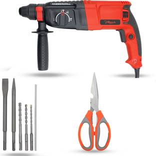 Hillgrove HGCM778M1 26mm Hammer Impact Drill Machine Forward/Reverse Rotation with 5Pcs SDS Plus Bit f...