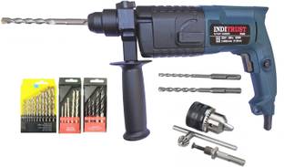 Inditools 900W Heavy Duty 20mm Electric Rotary Hammer Machine with 13pc hss 13mm Drill chuck 5pc wood ...