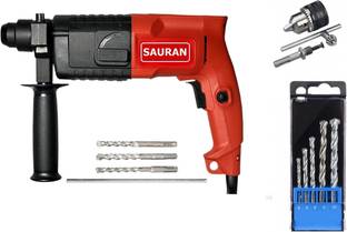 Sauran 20mm Heavy Duty Hammer With Drill chuck Set, 5pcs drill bit for concrete and 3 Masnory hammer b...