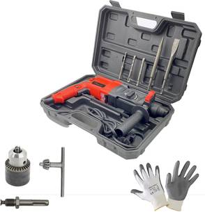 Hillgrove HGCM1044M1 26mm Hammer Impact Drill Machine Forward/Reverse Rotation with Gloves & 5Pcs SDS ...