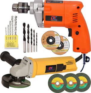 Digital Craft 10mm 400W Drill Machine, Angle Grinder 801,5Pc Wood Drill 3Pc 4Inch Metal Cutting Wheel,...