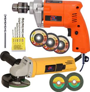 Digital Craft 10mm 400W Drill Machine, Angle Grinder 801,5Pc Masnory Drill 3Pc 4Inch Flap Disc,1/4 Mas...