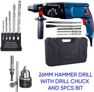 RanPra 100% copper winding 26 mm hammer dril With 13mm Drill Chuck Sds 5 Pcs Drill Bit Rotary Hammer D...