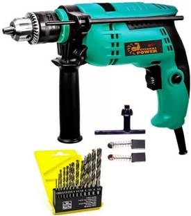 Mamodiaz Eternal Power 13mm 750W Metro MID-13B HAMMER DRILL MACHINE HEAVY DUTY & 13pc hss drill Bit Ha...