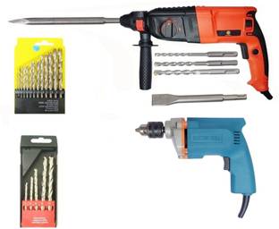 Inditrust Heavy duty 26mm Electric Hammer Machine 900 W with 5p Hammer bit and 10mm Drill Machine 350 ...