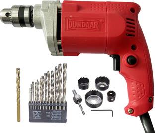 DUMDAAR 6-Month Warranty 10mm Red Electric drill machine 350w 100% Copper Winding with 6pc Holesaw 1pc...