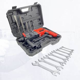 Hillgrove 100% Copper Winding HGCM789M1 Hammer Machine Forward/Reverse Rotation with 5Pcs SDS Plus Bit for Making Holes in Metal/Wood/Concrete Hammer Drill HGCM789M1 Hammer Drill
