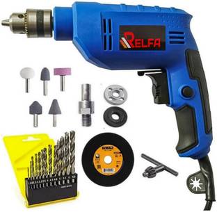 Mamodiaz Relfa RF-ED-10LR (450W) Left Right Drill Machine Iron Cutting WithCom.set 13 pcs Drill bit 5 ...