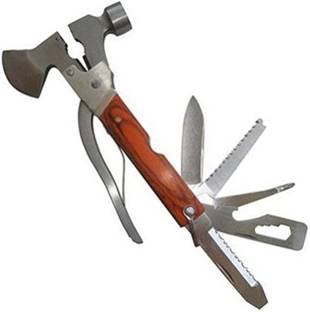 uptodateprouducts Mini Ax Portable Stainless Steel Construction Wood Inlay Handle Multitool Axe Outdoor Camping Hammer Hatchet Tool Hand Tools Multi Functional Hammer Axe Hand Tool Kit Speciality Hammer