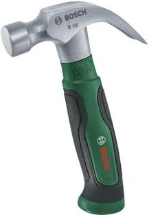 BOSCH 225G Claw Hammer Precise Carbon Steel Head Ergonomic Soft Grip Handle, V-Shaped Claw For Easy Nail Removal Curved Claw Hammer