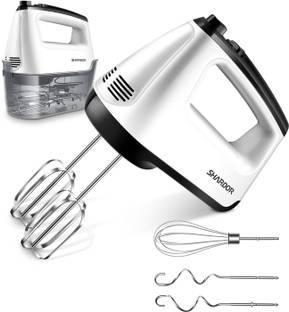 SHARDOR 400 W Electric Hand Mixer & Dough Hooks for Kitchen White Hand Blender