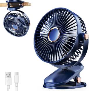 KAMALY USB Powered Table Fan Compact, Rechargeable Adjustable Personal Fan High Speed Rechargeable Table Fan with LED Light, For Home, Kitchen, Office USB Fan