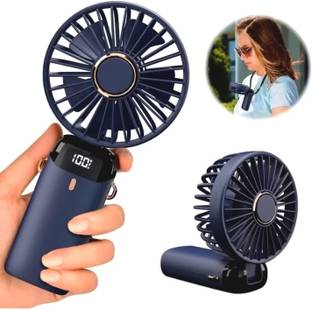 RBHUB Foldable Floral Print Blue Hand Fan