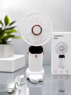 GAUTAM TOYS USB Rechargeable Handheld Mini Fan with Stand | 3 Speed Portable Fan White USB Rechargeabl...