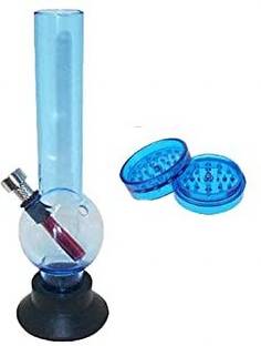 MFTONLINE 8 BLUE BONG AND ACRYLIC CRUSHER Hand Muller Grinder