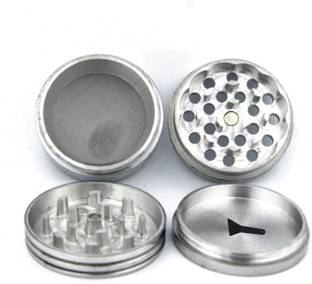 METIER 42mm Sliver Color Metal Herb Storage Grinder/Crusher with Honey Dust Filter -4 Parts (42mm) Hand Muller Grinder