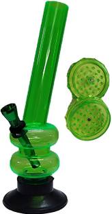 MFTONLINE Acrylic Green Bong Shooter with Herb Crusher Grinder Hand Muller Grinder