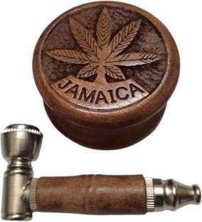 hippnation Wooden Grinder with Metal and Wood Pipe Hand Muller Grinder