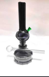 MFTONLINE Black Bong with Crusher Hand Muller Grinder