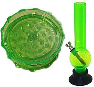 MFTONLINE GREEN BONG WITH SHARK TEETH CRUSHER Hand Muller Grinder