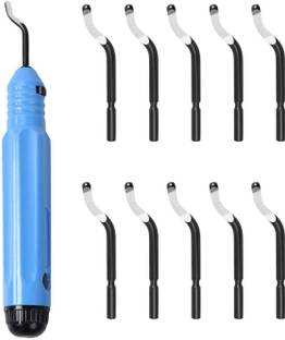 Heptik Deburring Tool Set with Anti-Slip Handle and 10 HSS Blades Metal Hand Plane