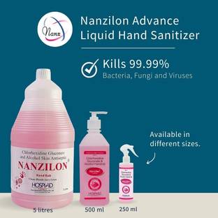 nanzilon Handrub 24 Hours Protection - 99.99% Effective Against Germs Spray Pump Hand Sanitizer Bottle + Dispenser